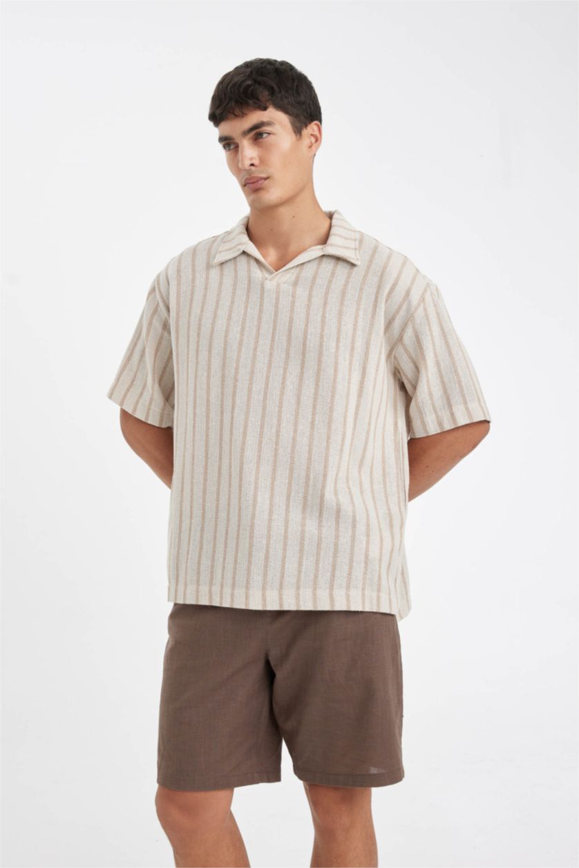 رجال بني شورت برمودا قطن قصة مريحة