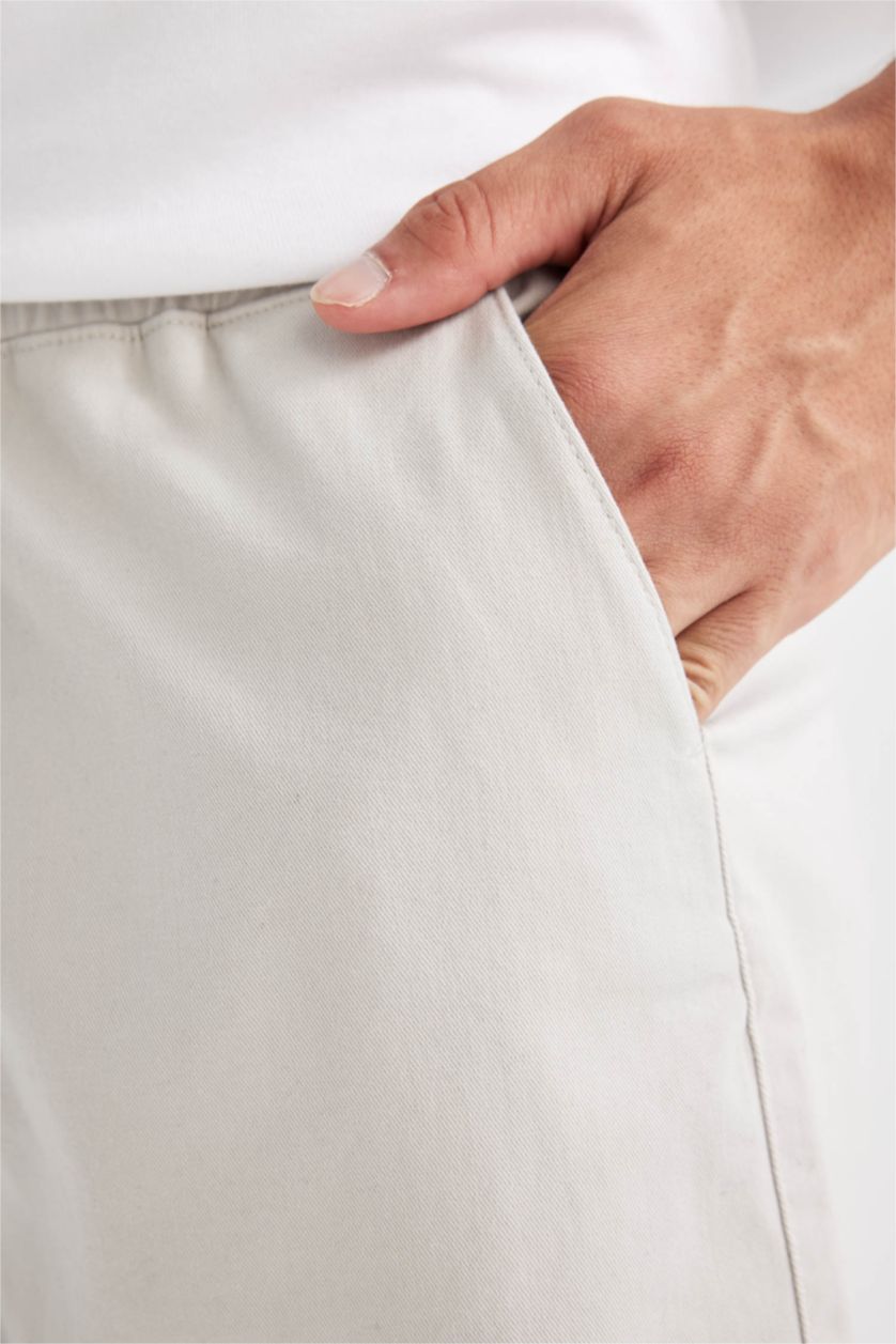 Man Light Grey Relax Fit Cotton Bermuda