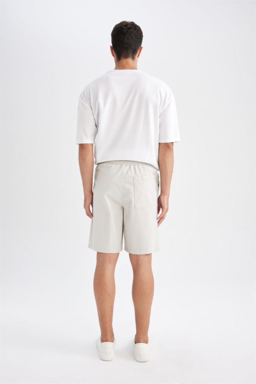 Man Light Grey Relax Fit Cotton Bermuda