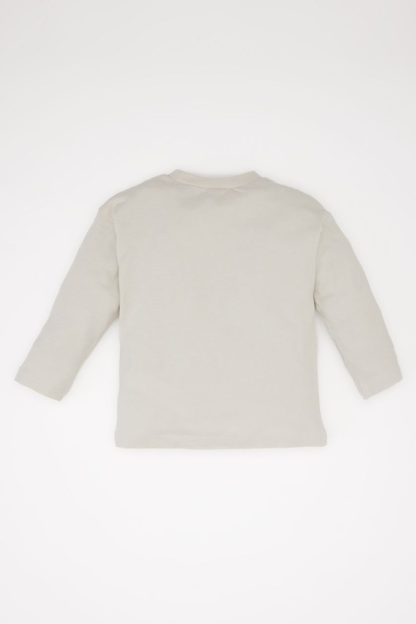 Baby Boy Stone Baby Boy Crew Neck Printed Long Sleeve T-Shirt