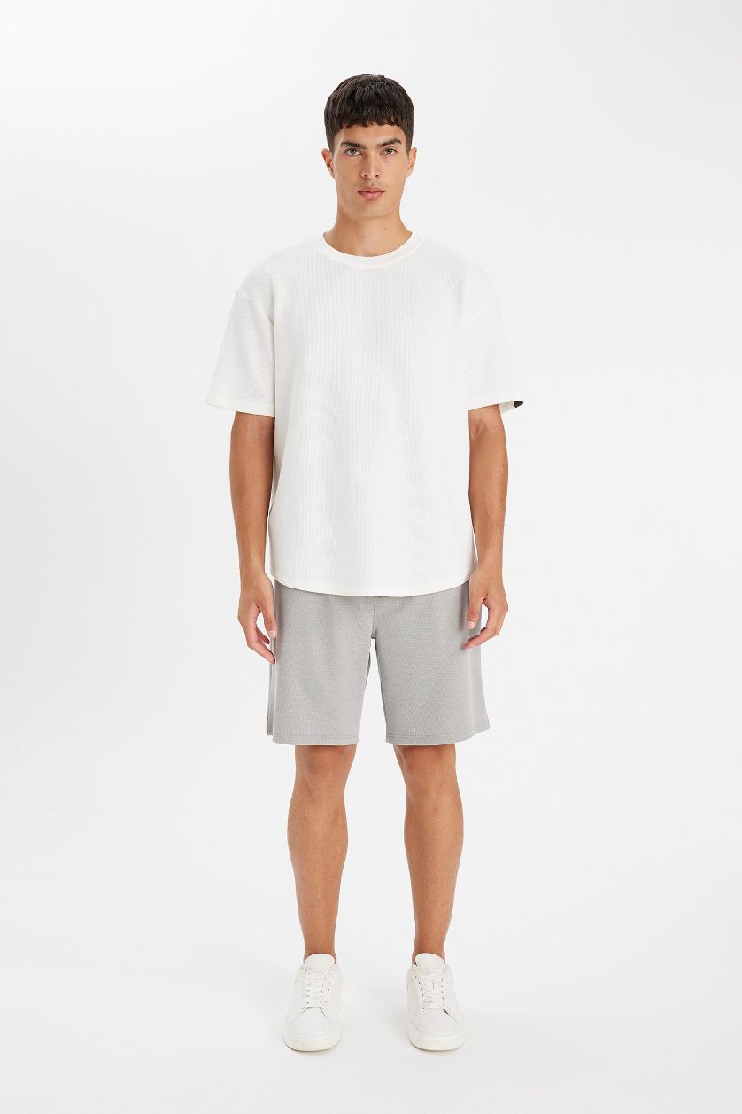 Erkek Gri Regular Fit Cepli Basic Düz Şort