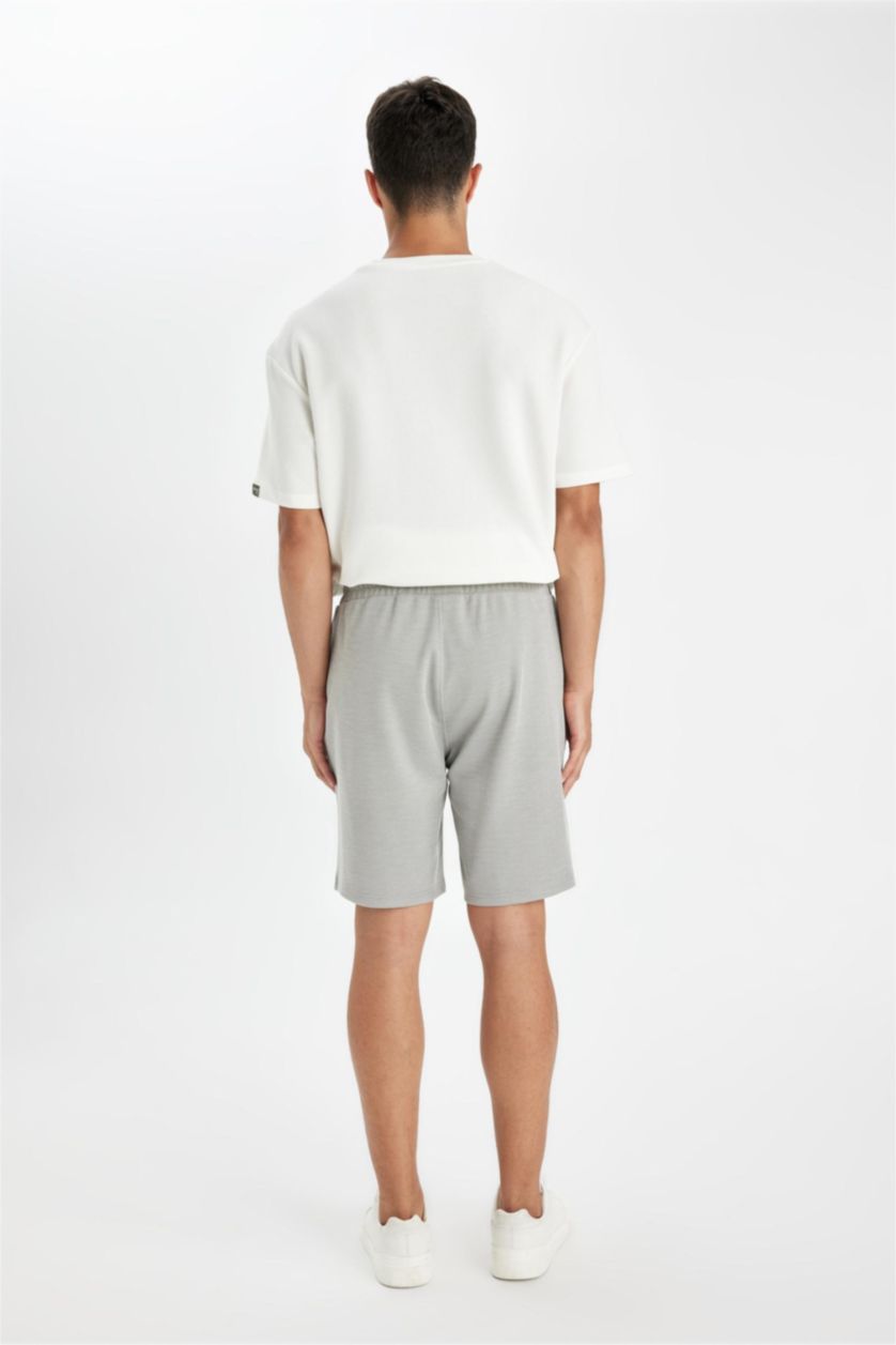 Erkek Gri Regular Fit Cepli Basic Düz Şort