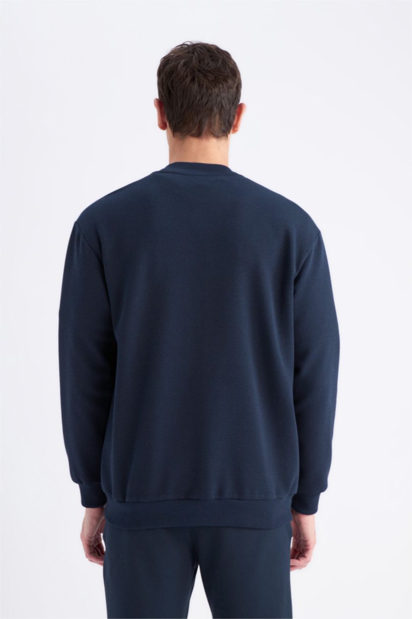 Man NAVY Relax Fit College Collar Bomber Jacket