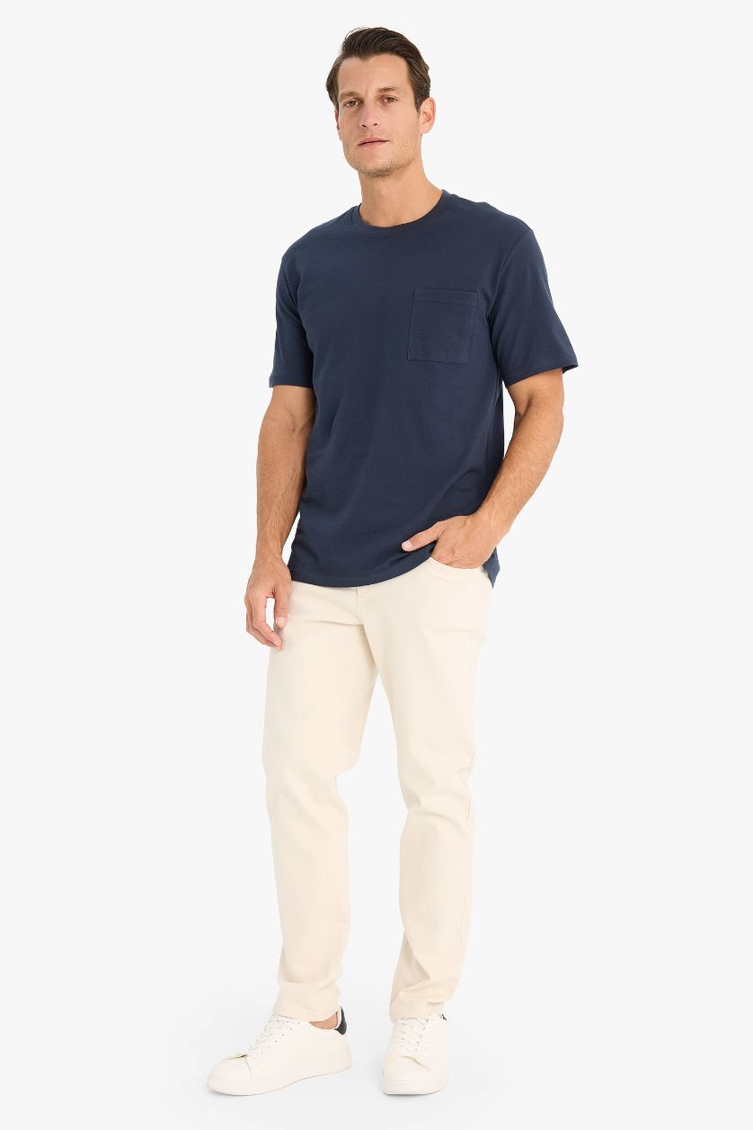 MAN NAVY New Regular Fit Crew Neck Short Sleeve Basic Pique T-Shirt