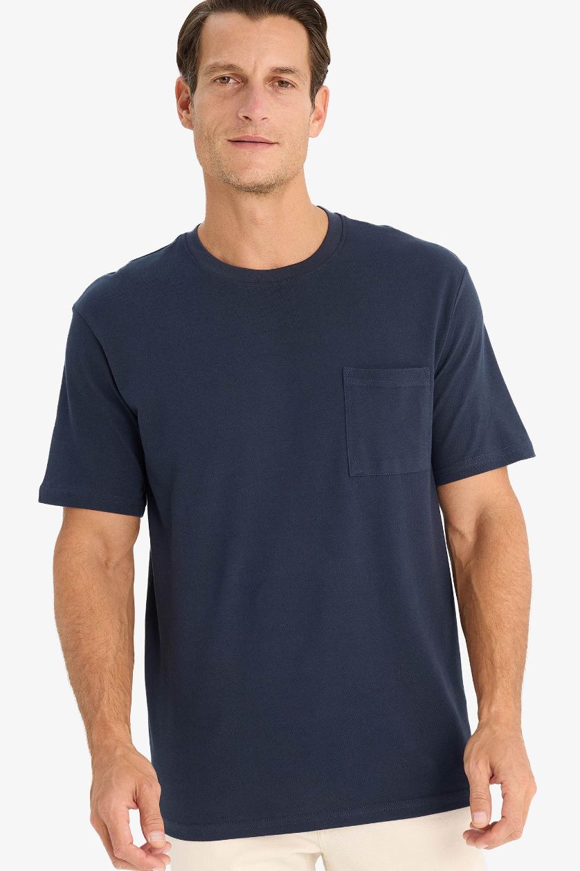 MAN NAVY New Regular Fit Crew Neck Short Sleeve Basic Pique T-Shirt
