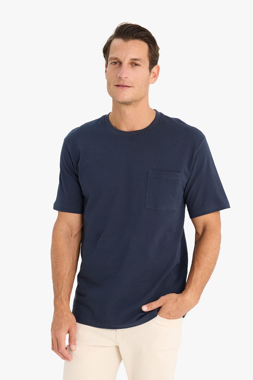 MAN NAVY New Regular Fit Crew Neck Short Sleeve Basic Pique T-Shirt