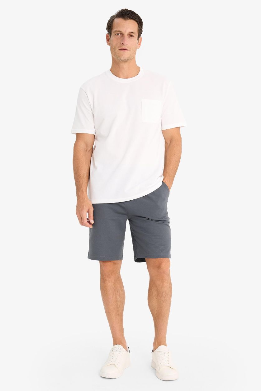 Erkek Beyaz %100 Pamuk New Regular Fit Bisiklet Yaka Kısa Kollu Basic Düz Beyaz Pike Tişört