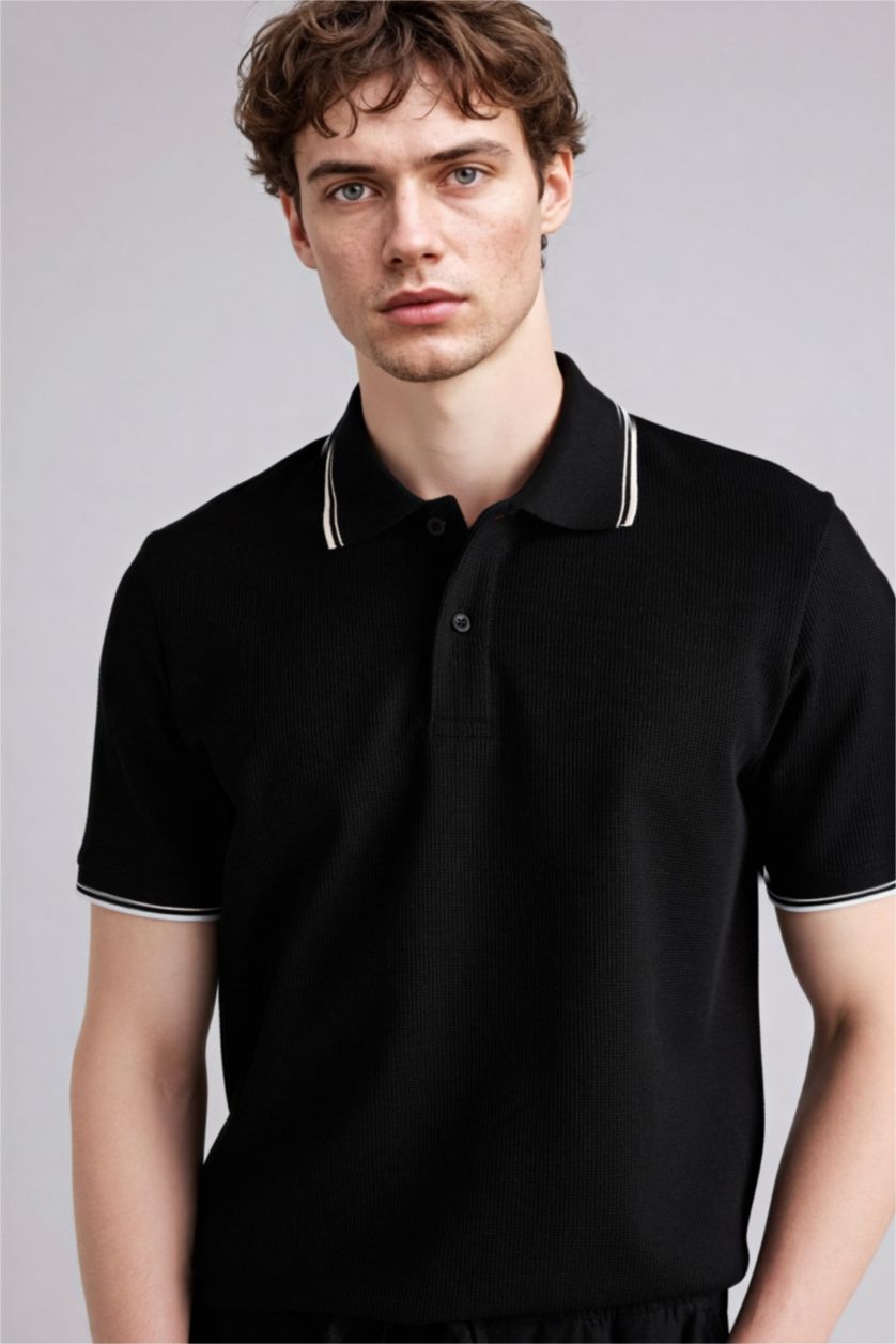 رجال أسود Man Short Sleeve Polo T-Shirt