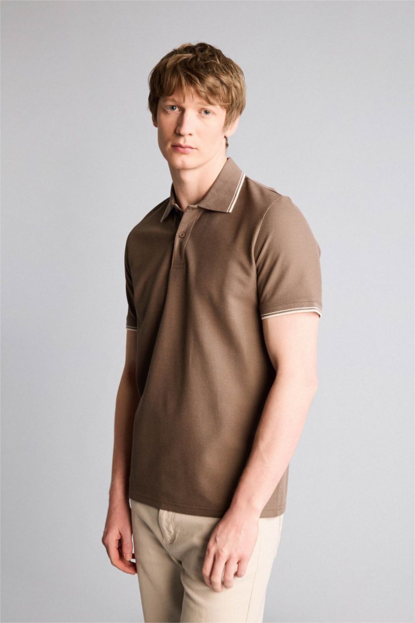 Erkek Açık Kahve Regular Fit Polo Tişört