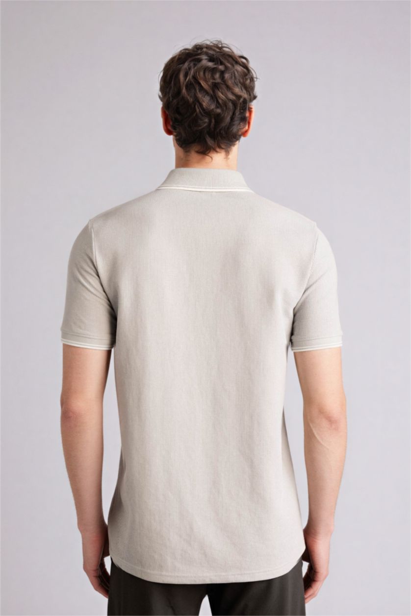 Erkek Mint Regular Fıt Polo Yaka Waffle Kısa Kollu Polo Tişört
