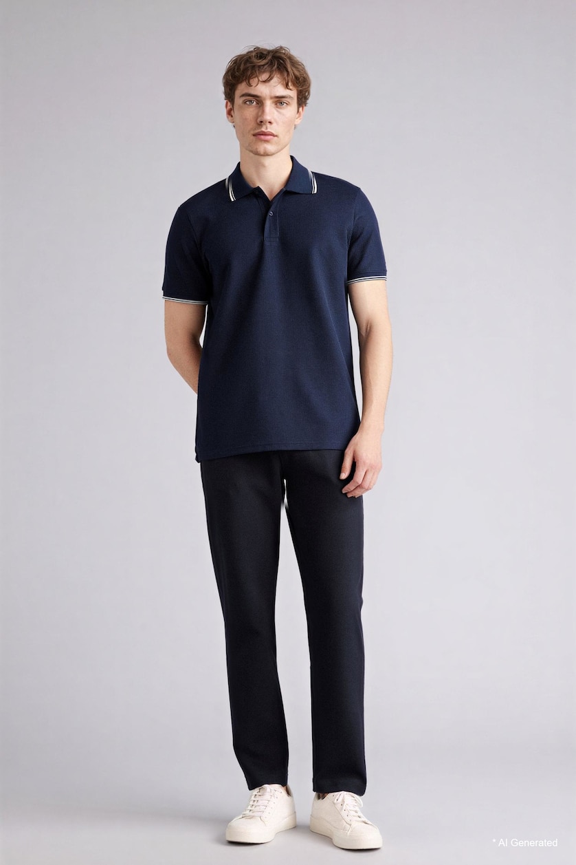 Erkek Lacivert Pamuklu Regular Fit Polo Tişört