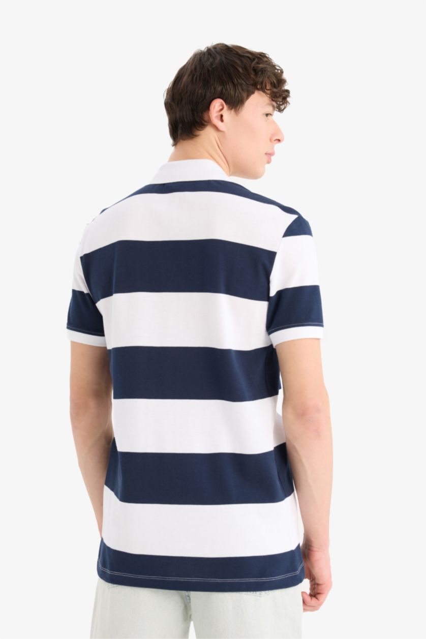 رجالي أبيض تيشيرت بولو نص كم قصة عادية