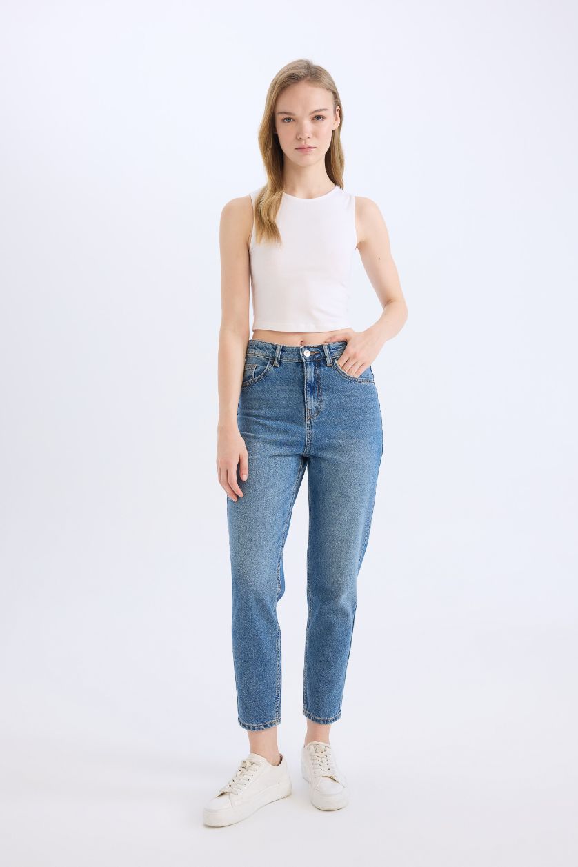WOMAN Blue Lina Lina Mom Fit Normal Waist Straight Leg Jeans