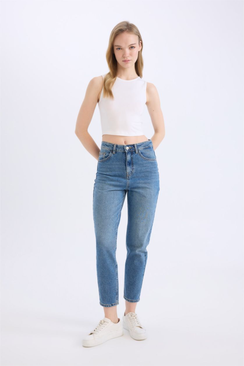 WOMAN Blue Lina Lina Mom Fit Normal Waist Straight Leg Jeans
