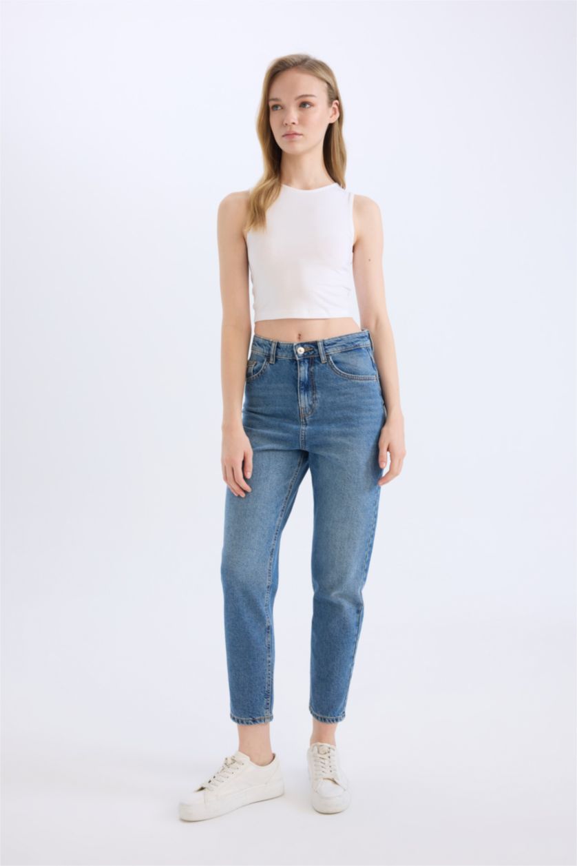 WOMAN Blue Lina Lina Mom Fit Normal Waist Straight Leg Jeans