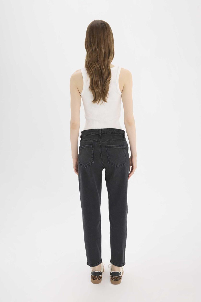 WOMAN Anthracite Lina Comfort Mom Normal Waist Straight Leg Jeans
