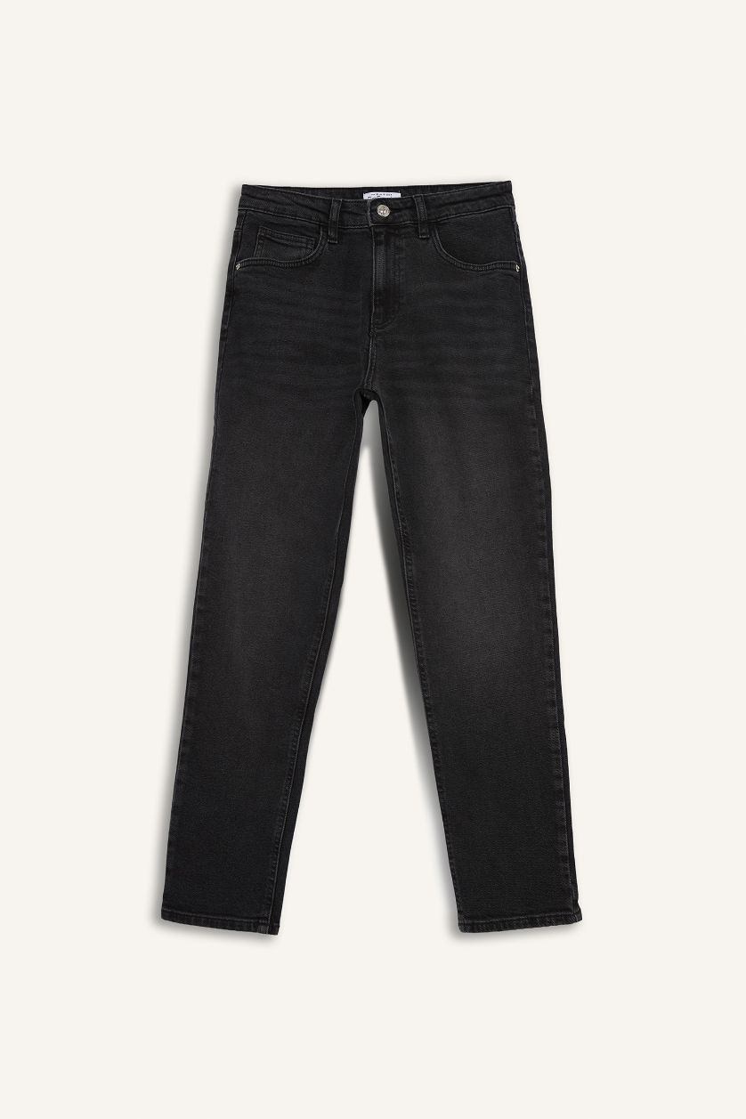 WOMAN Anthracite Lina Comfort Mom Normal Waist Straight Leg Jeans