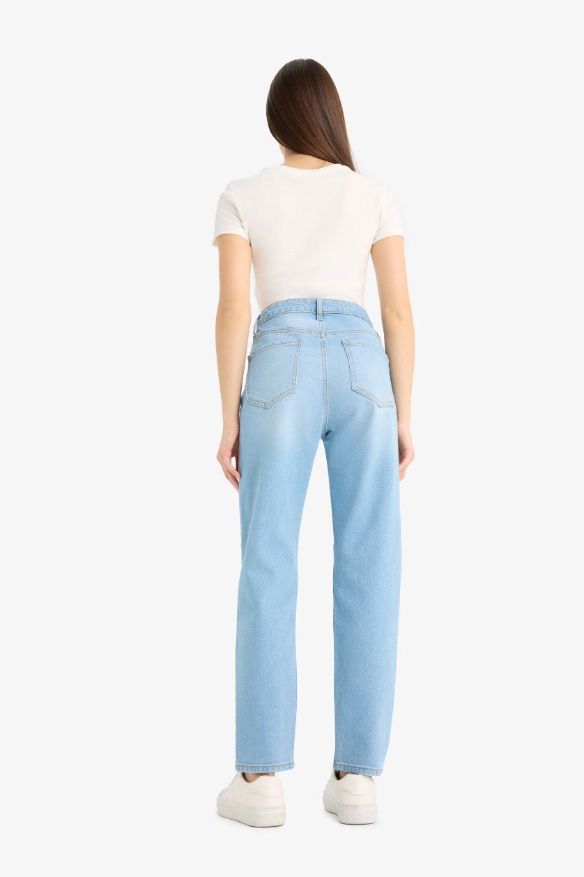 WOMAN Light Blue Lina Comfort Mom Fit Normal Waist Straight Leg Jeans