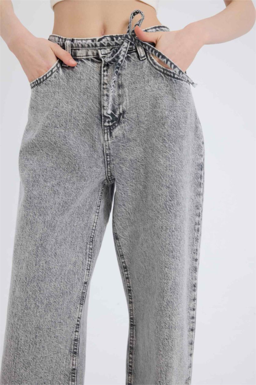 نساء رمادي بنطرون برجل واسع وايد ليج وخصر عالي