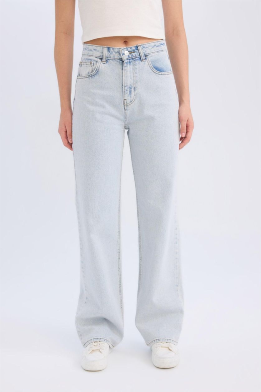 WOMAN Light Blue 90's Wide Leg High Waist Long Jeans