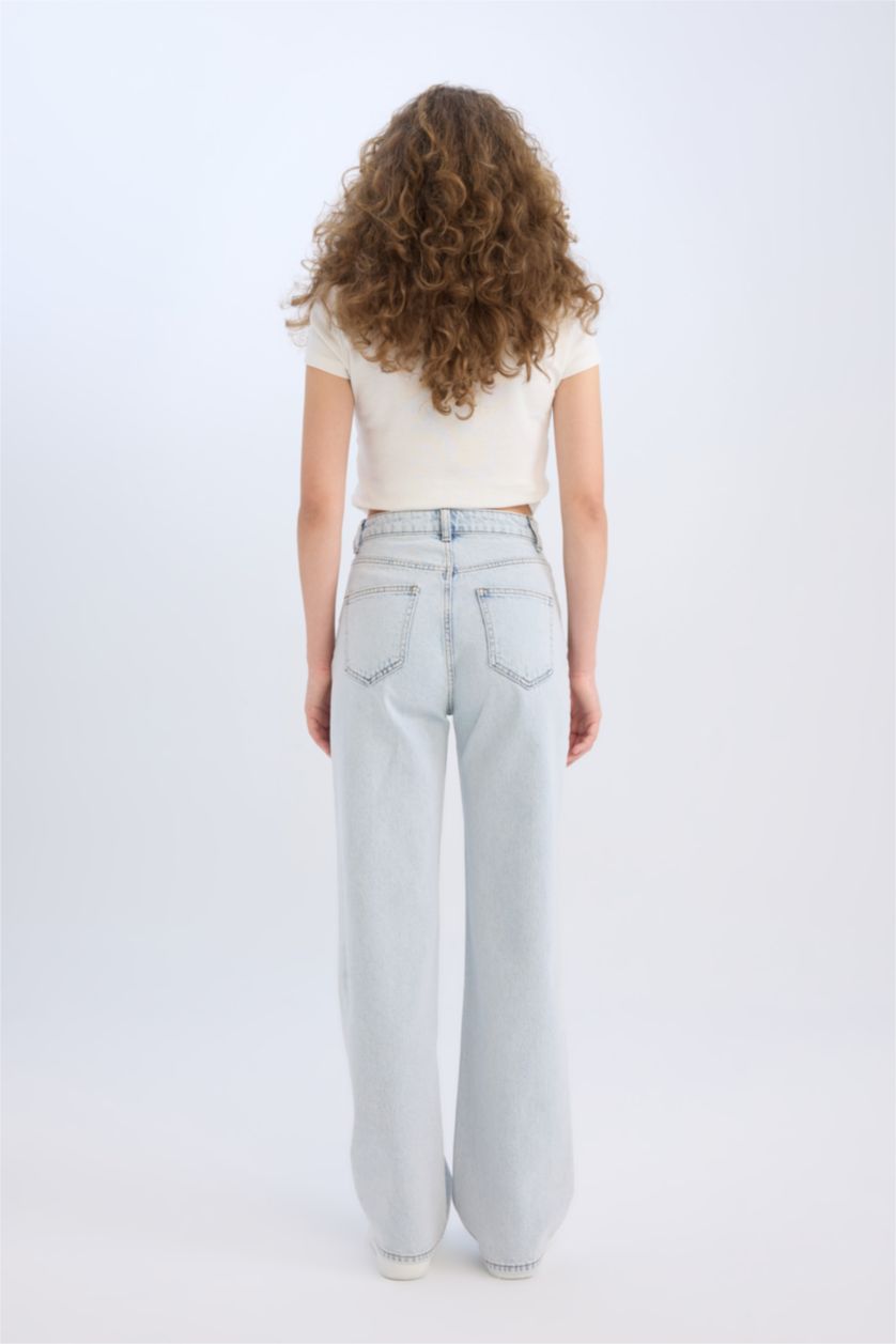 WOMAN Light Blue 90's Wide Leg High Waist Long Jeans