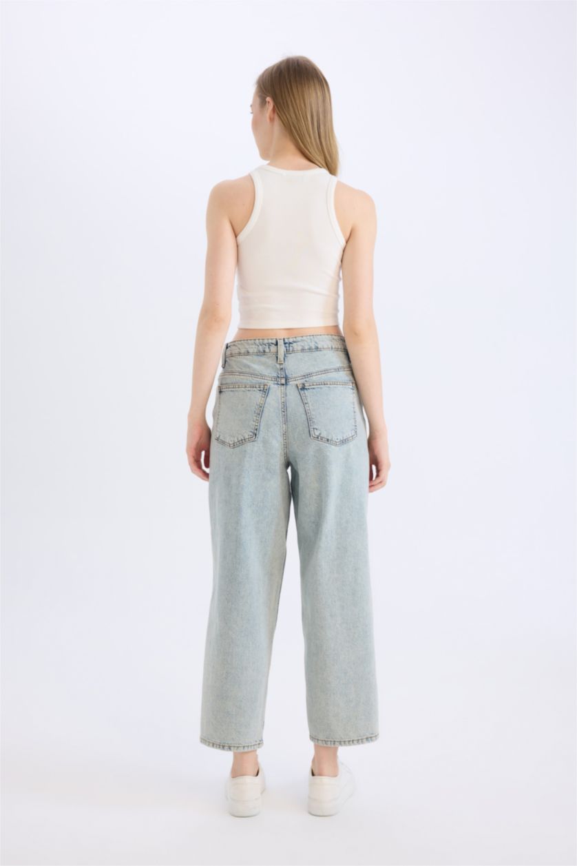 WOMAN Light Indigo Carrot Fit High Waist Straight Leg Jeans