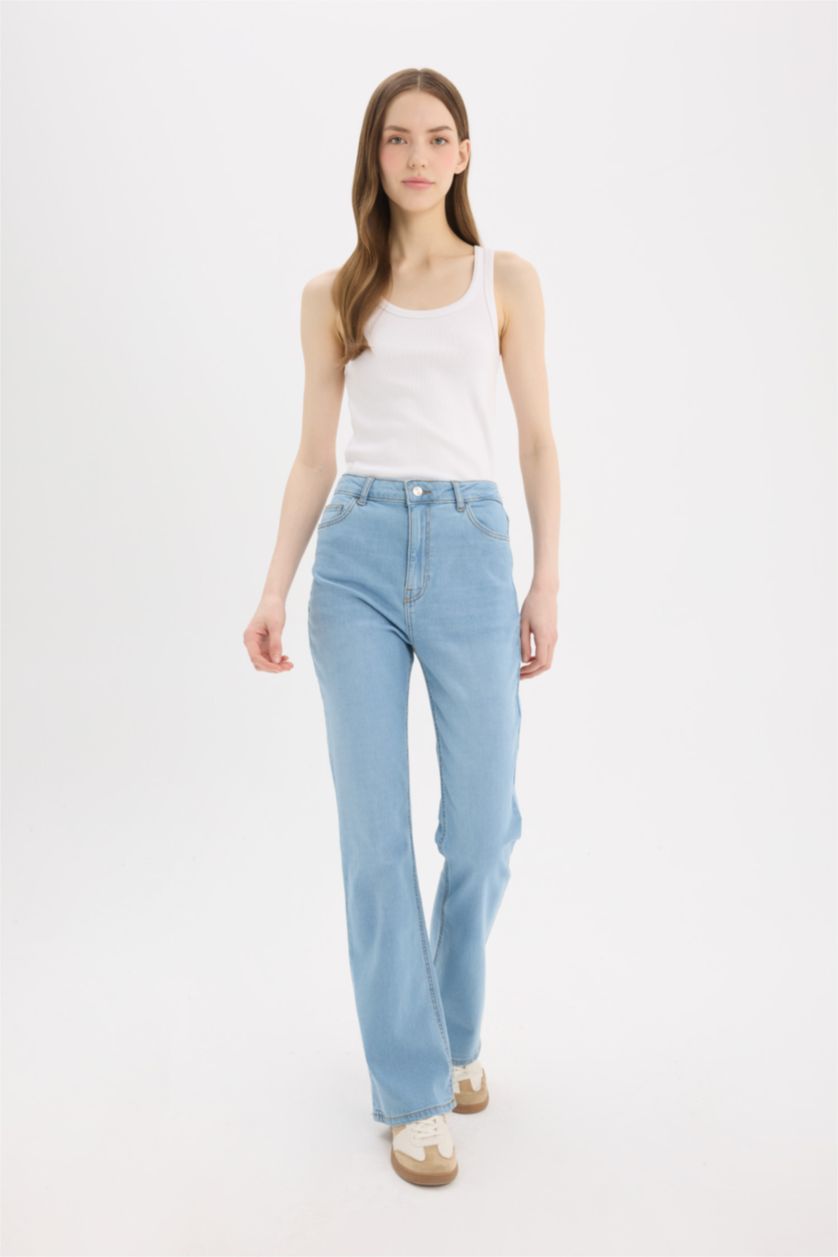WOMAN Light Blue High Waist Trousers