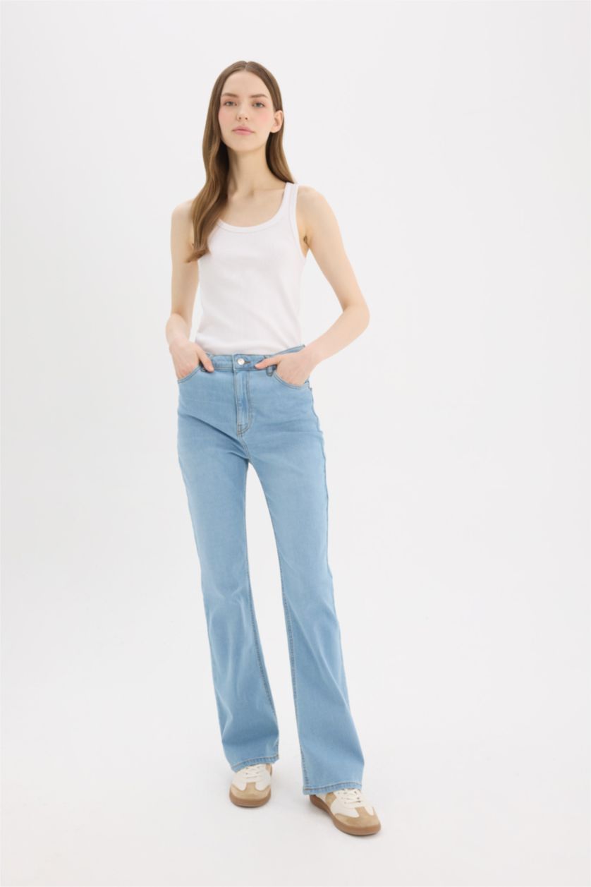 WOMAN Light Blue High Waist Trousers