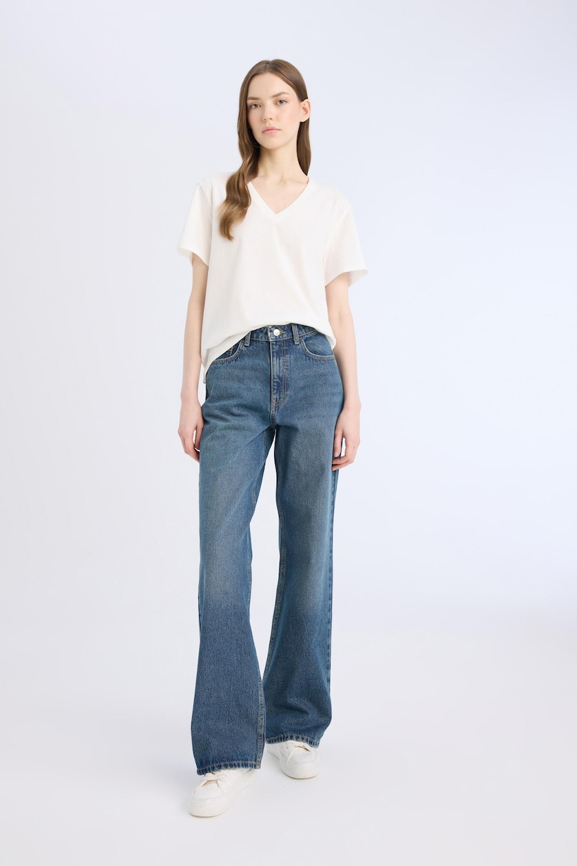 WOMAN Dark Blue High Waist Trousers