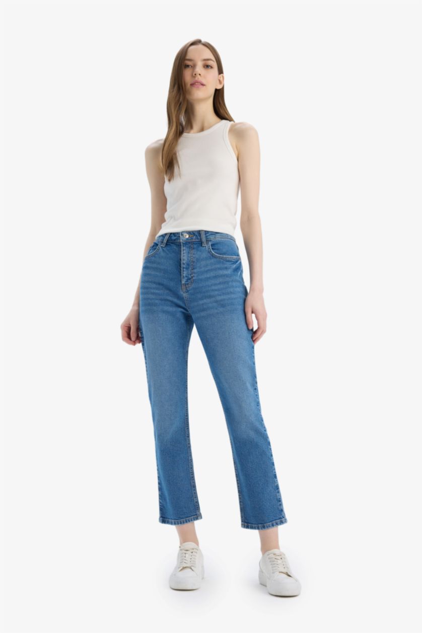 WOMAN Blue High Waist Trousers