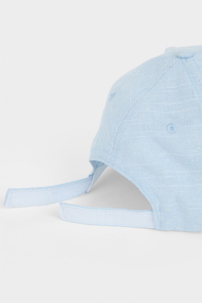 Kadın Mavi Nakışlı Dokuma Cap Şapka
