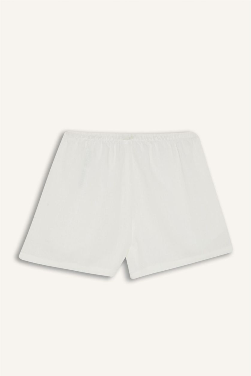 نساء اوف وايت شورتمن مزيج الكتان قصة عادية بخصر عادي