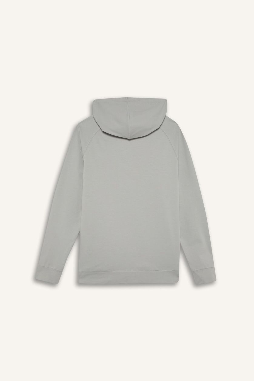 Erkek Açık Gri Standart Fit Kapüşonlu Sporcu Sweatshirt