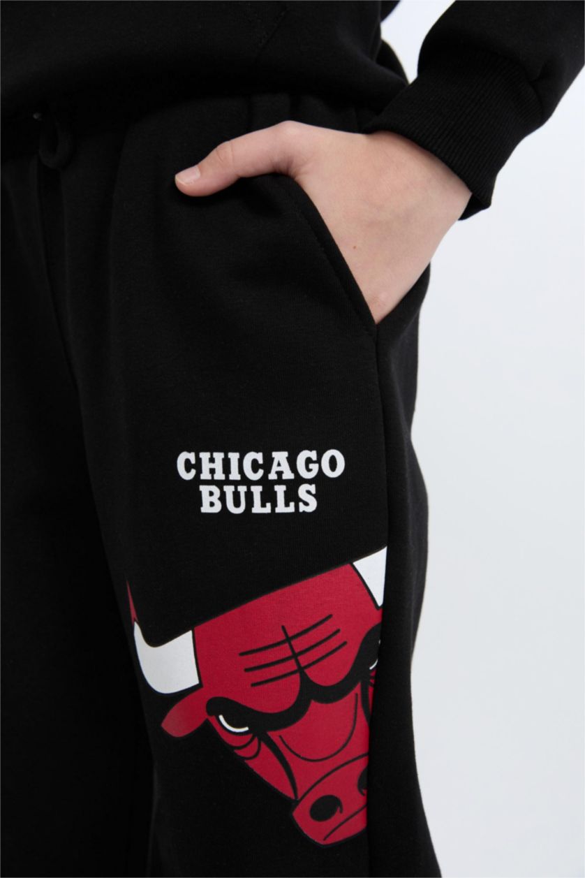 Erkek Çocuk - Genç Erkek Siyah Erkek Çocuk NBA Chicago Bulls Beli Paçası Lastikli Jogger Eşofman Altı