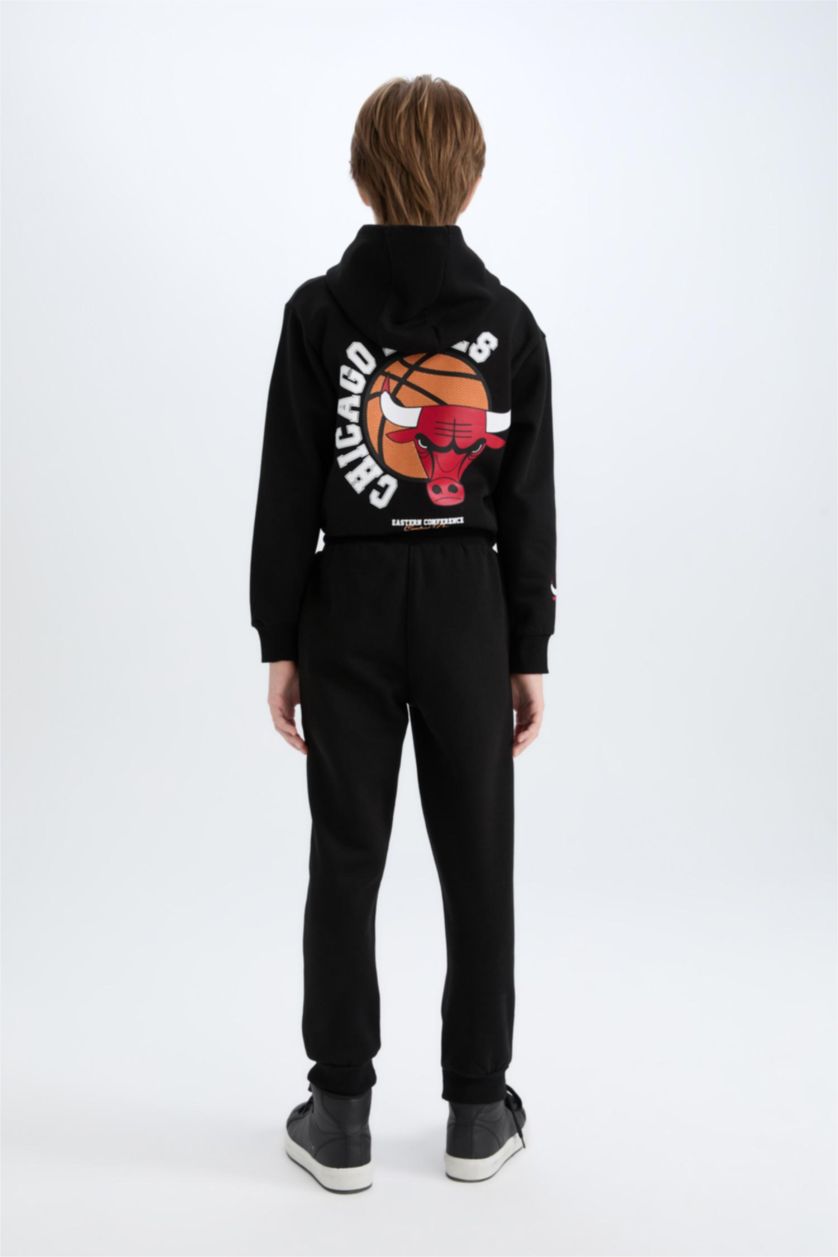 Erkek Çocuk - Genç Erkek Siyah Erkek Çocuk NBA Chicago Bulls Beli Paçası Lastikli Jogger Eşofman Altı