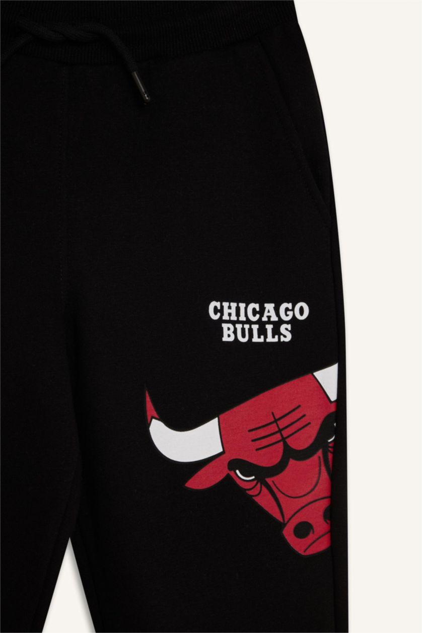 Erkek Çocuk - Genç Erkek Siyah Erkek Çocuk NBA Chicago Bulls Beli Paçası Lastikli Jogger Eşofman Altı