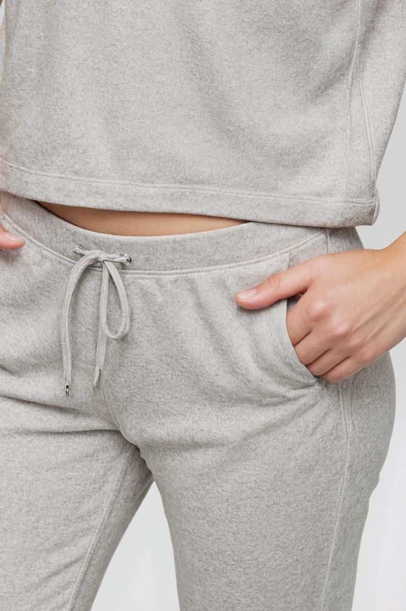 Kadın Gri Melanj Regular Fit 2'li Takım Sweatshirt Beli Lastikli Jogger Eşofman Altı