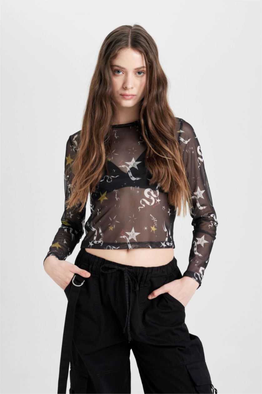 نساء أسود تيشيرت اسود نص ردن تول سليم فيت