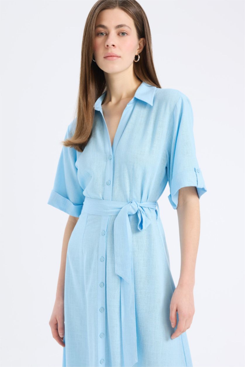 Әйелдерге Ашық Көк жейде мойыны қысқа жеңді Қысқа жеңді тоқылған көйлек