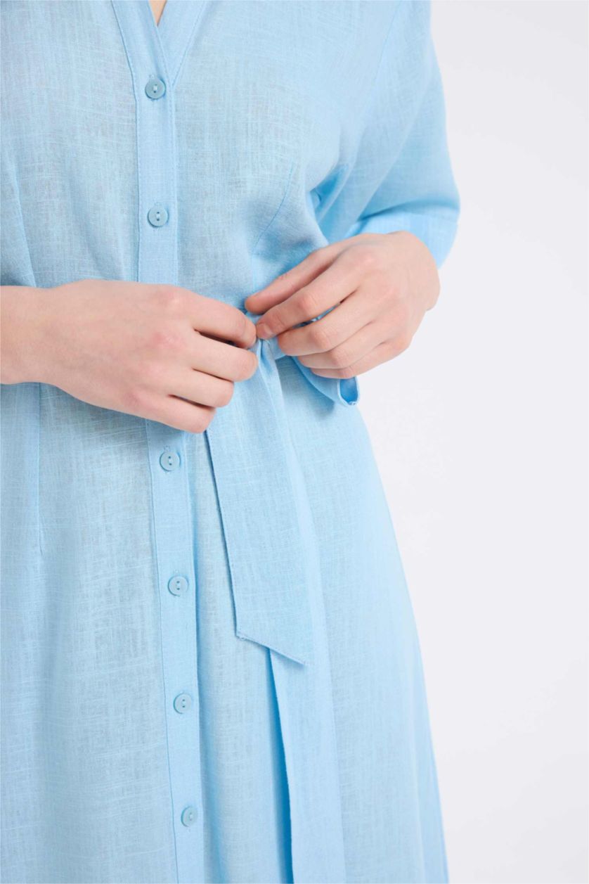 Әйелдерге Ашық Көк жейде мойыны қысқа жеңді Қысқа жеңді тоқылған көйлек