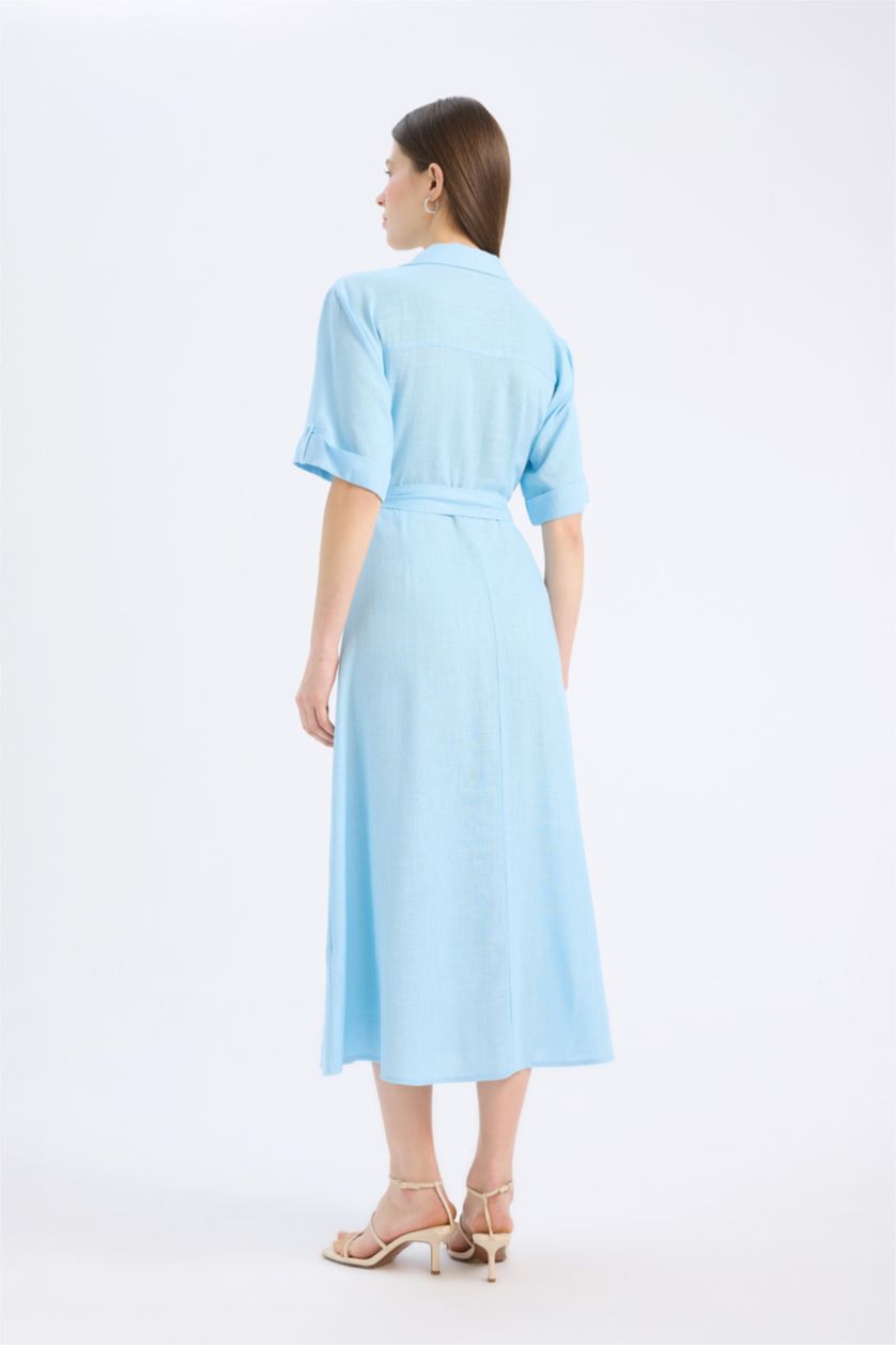 Әйелдерге Ашық Көк жейде мойыны қысқа жеңді Қысқа жеңді тоқылған көйлек