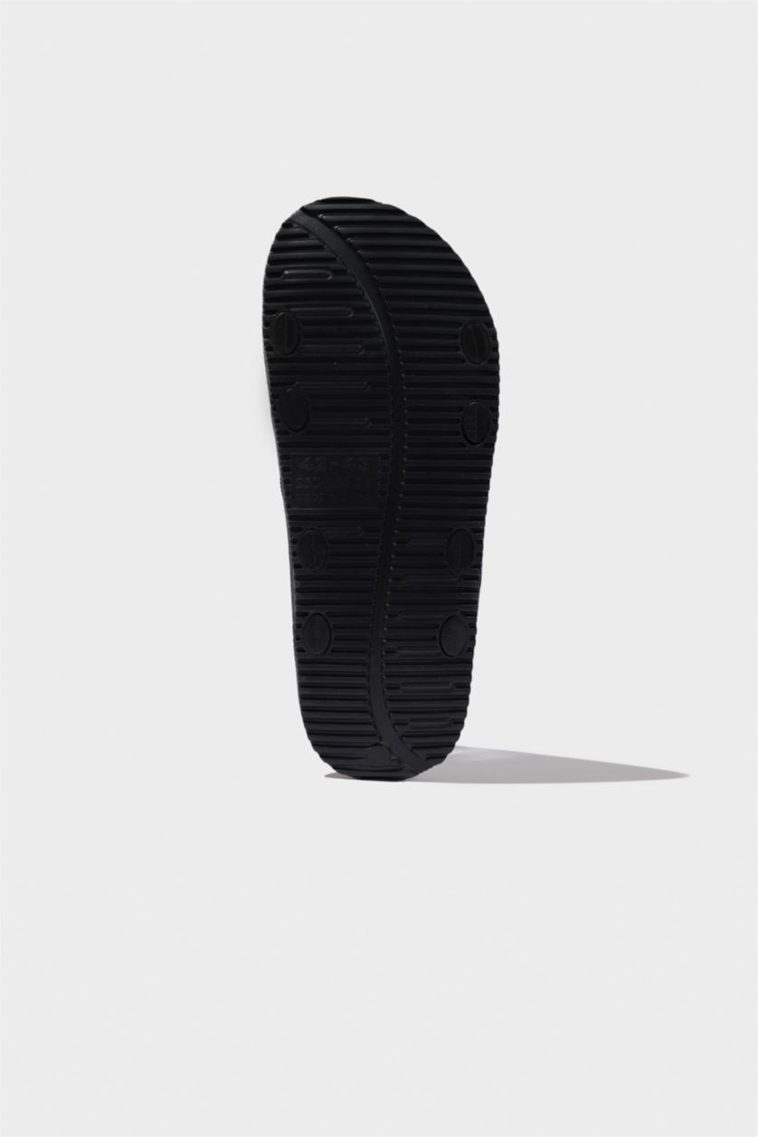 رجالي أسود شبشب رجالي بكعب مسنن بشريط مزدوج