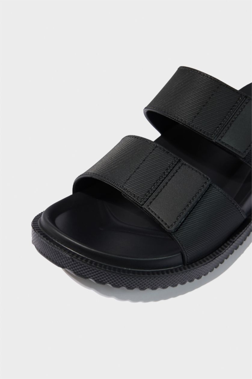 رجالي أسود شبشب رجالي بكعب مسنن بشريط مزدوج