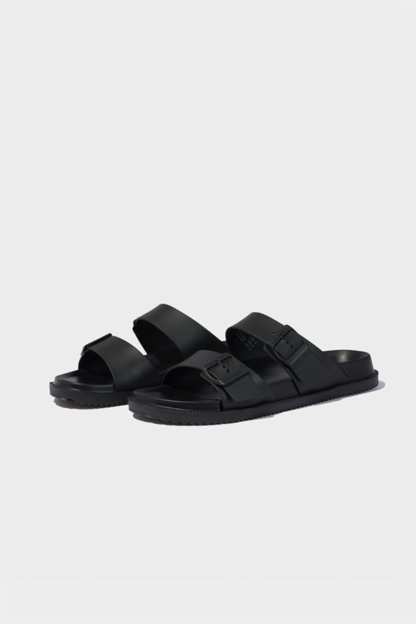 MAN Black Man Flat Sole Double Band Eva Slippers