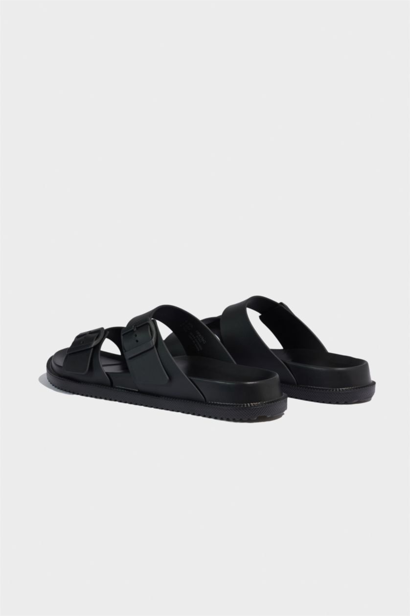 MAN Black Man Flat Sole Double Band Eva Slippers