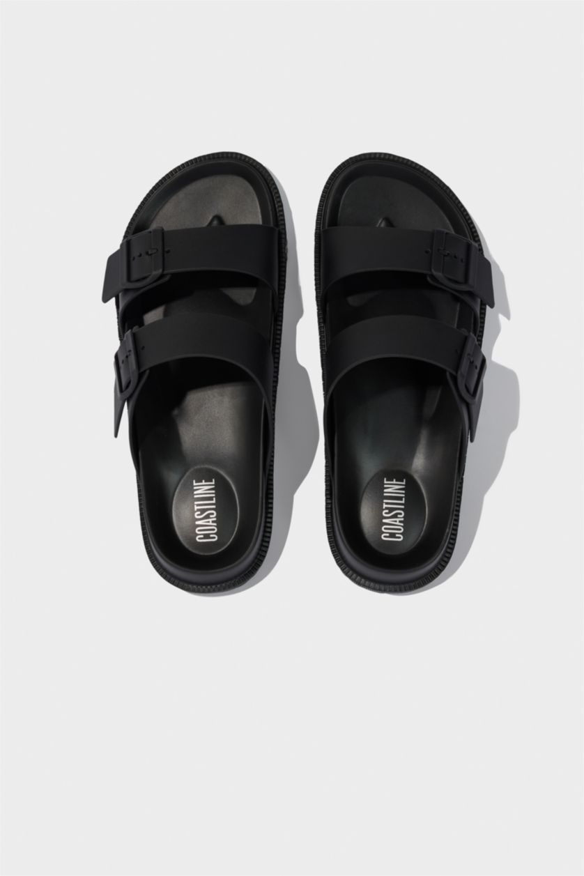 MAN Black Man Flat Sole Double Band Eva Slippers