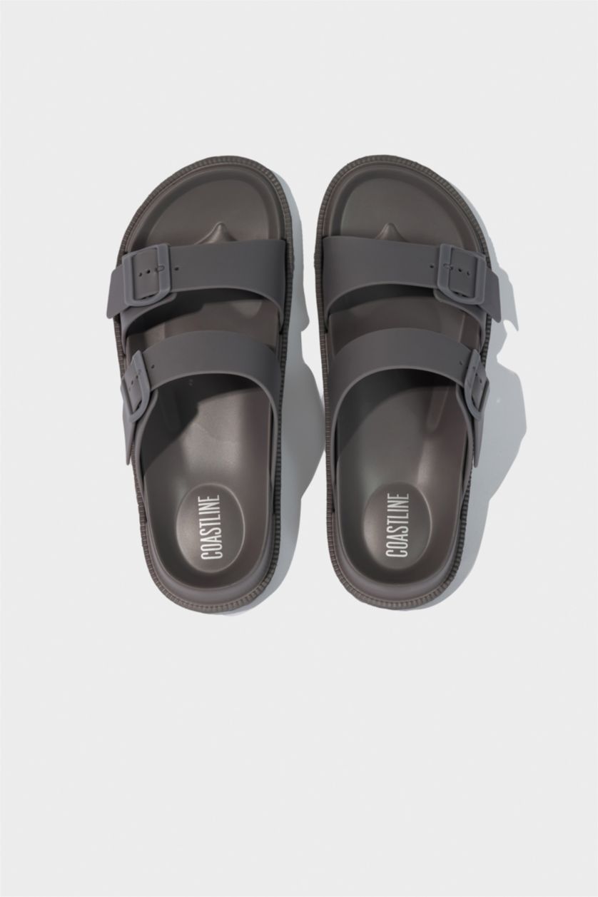 رجال رمادي شبشب رجالي إيفا بكعب مسطح بشريط مزدوج