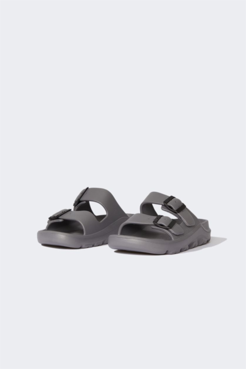 MAN Anthracite Man Flat Sole Double Banded Eva Slippers