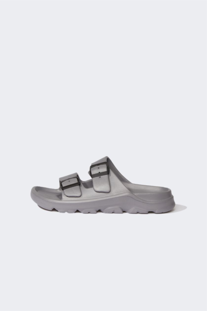 MAN Anthracite Man Flat Sole Double Banded Eva Slippers