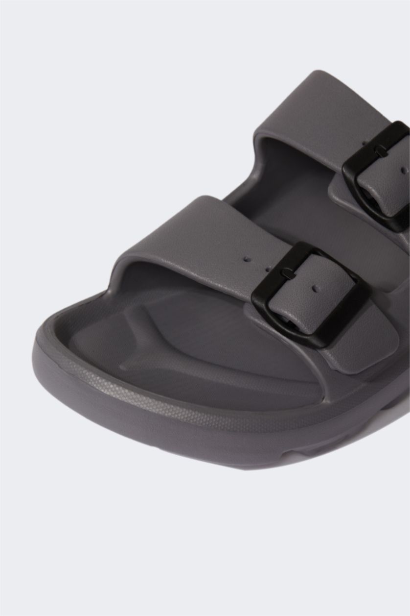 MAN Anthracite Man Flat Sole Double Banded Eva Slippers